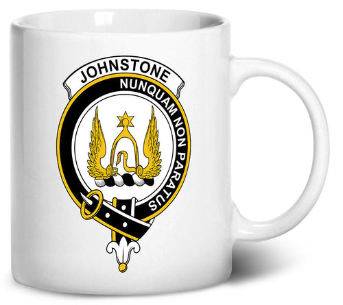 Tenacitee Scottish Clan Crest Badge Johnstone Coffee Mug, 11oz, White