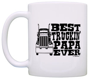 Grandpa Gifts Best Truckin' Papa Ever Truck Driver Coffee Mug Tea Cup