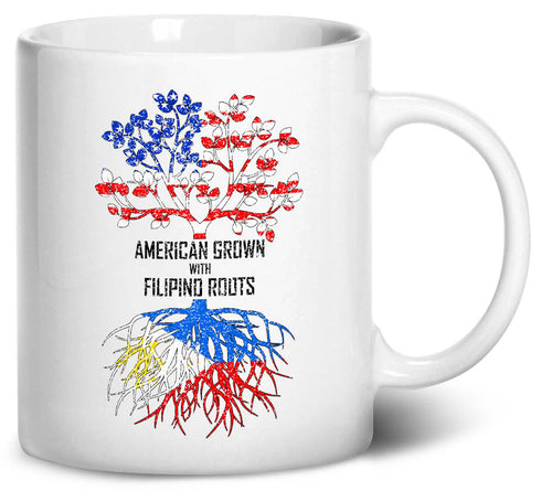 Tenacitee American Grown with Filipino Roots Coffee Mug, 11oz, White