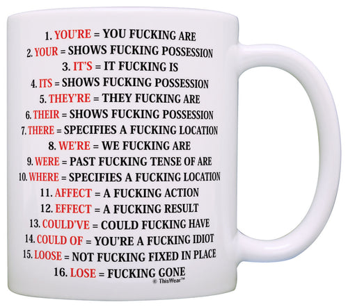 Sarcasm Mug Expletive Rude Grammar Sarcastic Gifts Coworkers Coffee Mug Tea Cup