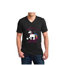 Load image into Gallery viewer, NEW unisex V Neck Born to Be A Unicorn proud rainbow cartoon T shirt tee top