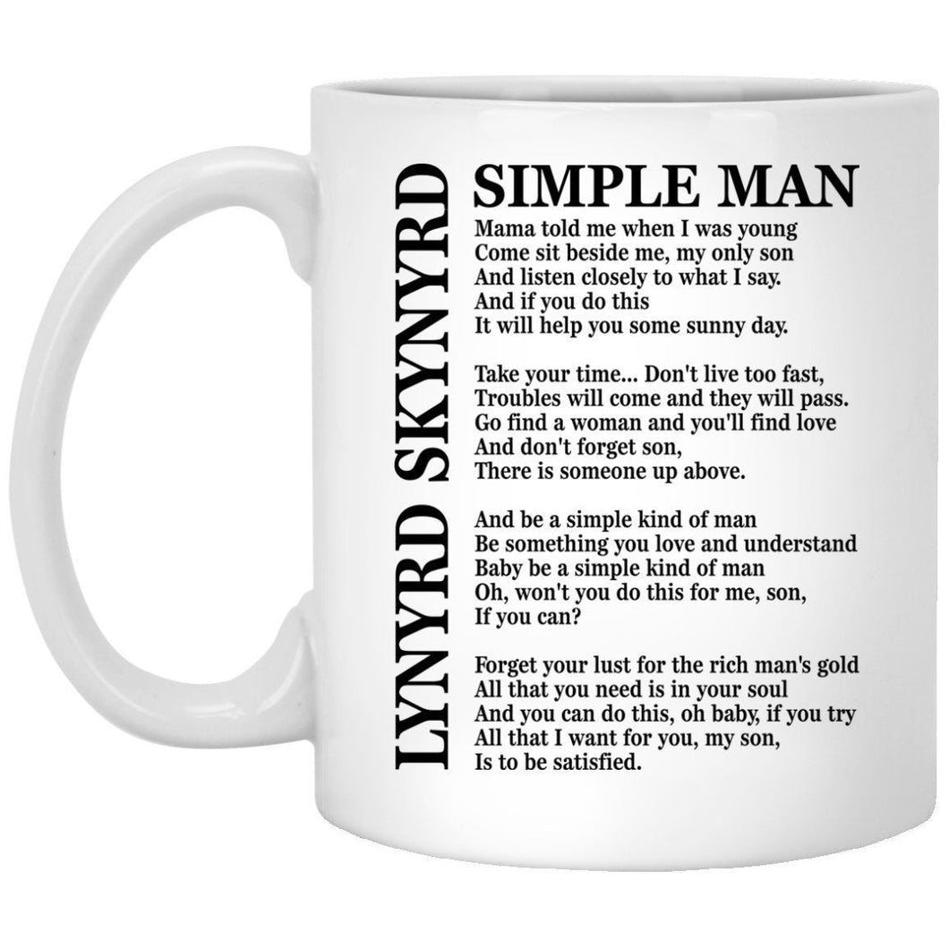 Lynyrd Skynyrd Simple Man Lyric Mug