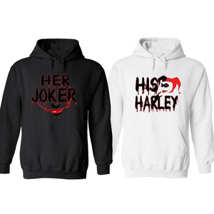 Halloween costume couple matching Her Joker His Harley Jacket Hoodie Sweatshirt