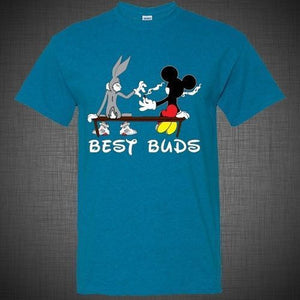 BEST BUDS Weed T-Shirt Tank Top Funny Bugs Bunny Mickey Mouse Blunt smoking