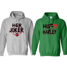 Load image into Gallery viewer, Halloween costume couple matching Her Joker His Harley Jacket Hoodie Sweatshirt