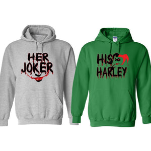 Halloween costume couple matching Her Joker His Harley Jacket Hoodie Sweatshirt