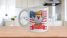 Load image into Gallery viewer, Donald Trump Funny Chicken. Making Eggs Great Again White Ceramic Coffee Mug