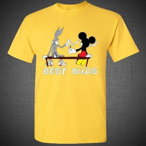 BEST BUDS Weed T-Shirt Tank Top Funny Bugs Bunny Mickey Mouse Blunt smoking