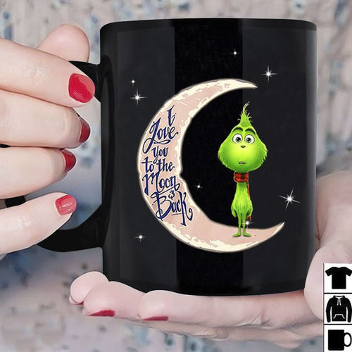 Grinch I Love You To The Moon & Back Mug Black Ceramic 11oz Coffee Tea Cup Gift