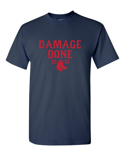 Damage Done Boston Series Men's Heavy Cotton T-Shirt New - Navy Blue