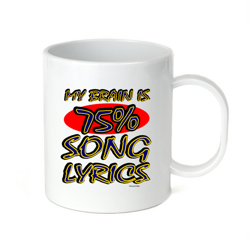 Coffee Cup Travel Mug 11 15 Oz My Brain Head Mind Is 75% Song Lyrics