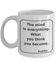 Load image into Gallery viewer, Buddha Think Quote Coffee Mug - Frame, Ceramic, White, 11 Oz - NEW FreeShip