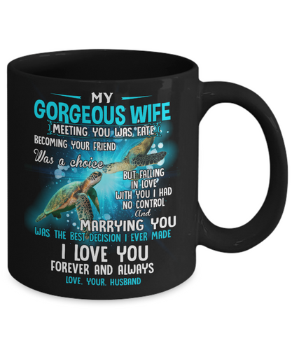 Husband Wife Coffee Mug Women Tea Cup Gift Meeting You Was Fate I Love You