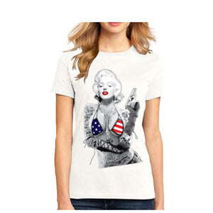 New Fashion womens T shirt Marilyn Monroe Bikini USA Casual T Tank top