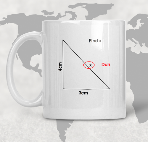 Find X mug - math problem funny ceramic coffee or tea mug