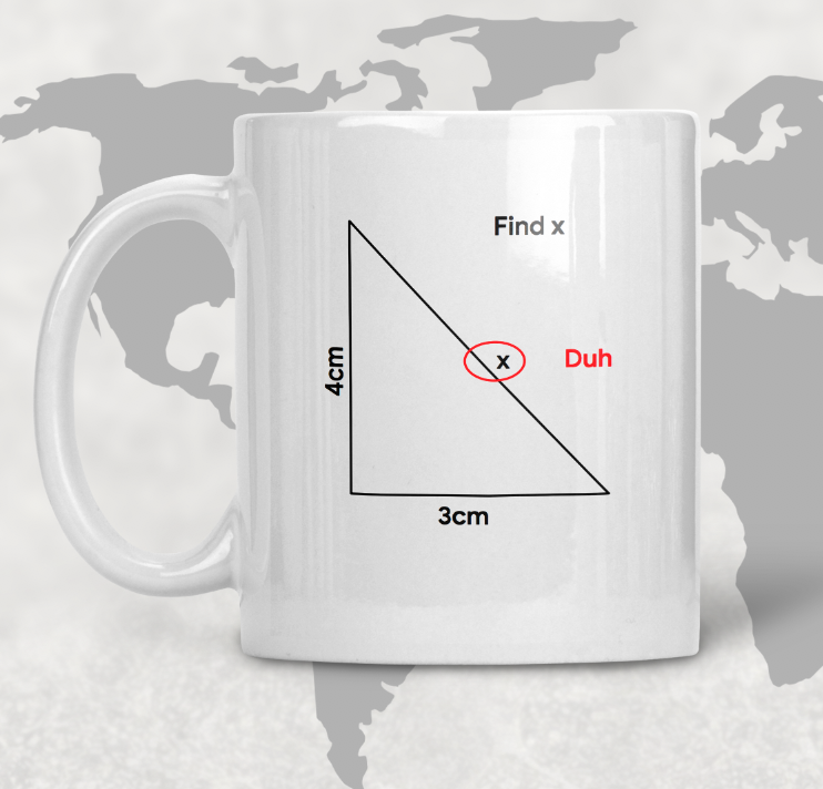 Find X mug - math problem funny ceramic coffee or tea mug