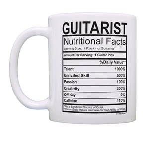 Music Lovers Gifts Guitarist Nutritional Facts Mug Guitar Coffee Mug Tea Cup