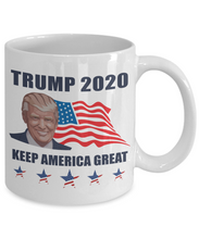 Load image into Gallery viewer, President Donald Trump 2020 Coffee Mug Cup Keep America Great Flag Trump Pence