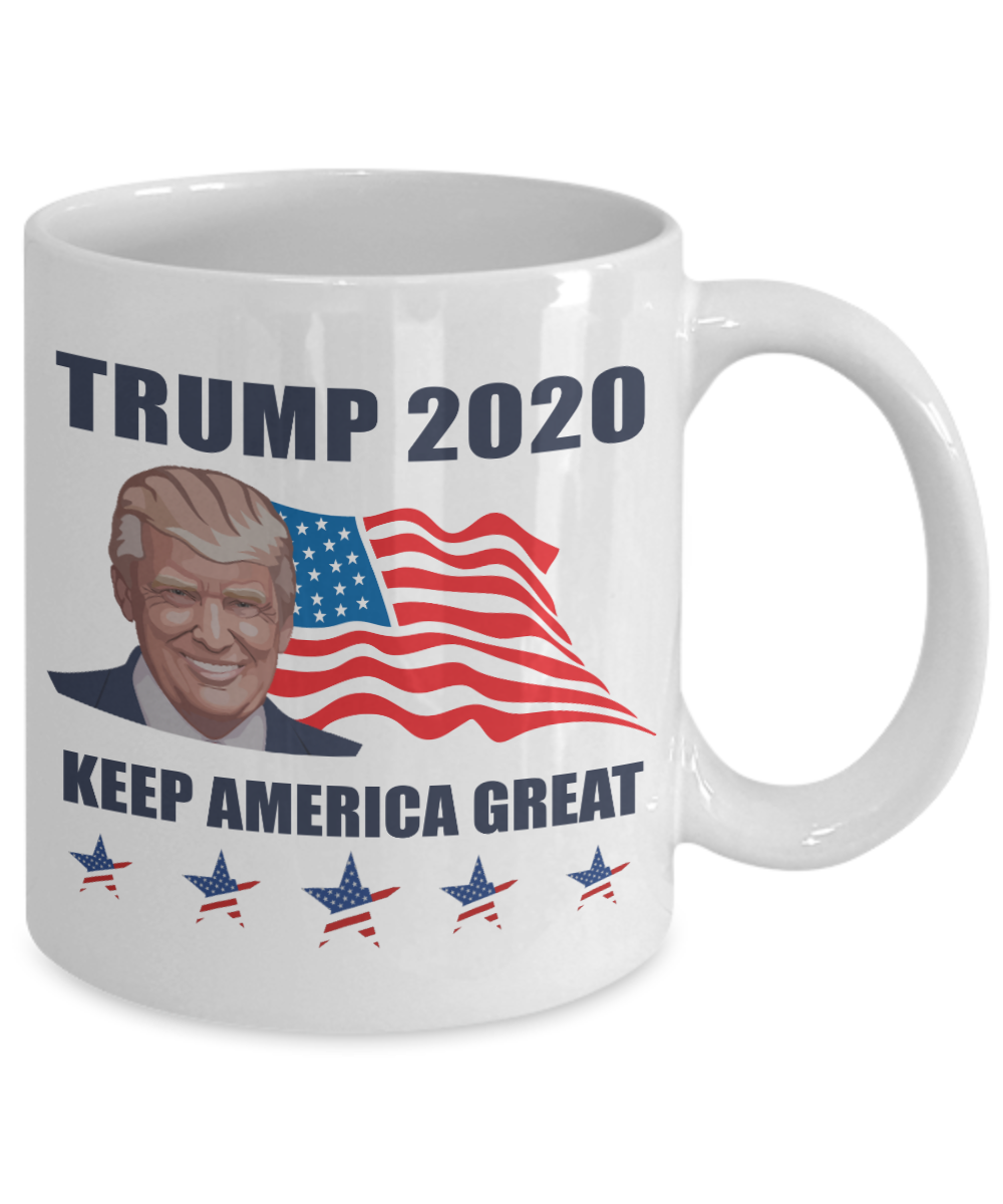 President Donald Trump 2020 Coffee Mug Cup Keep America Great Flag Trump Pence