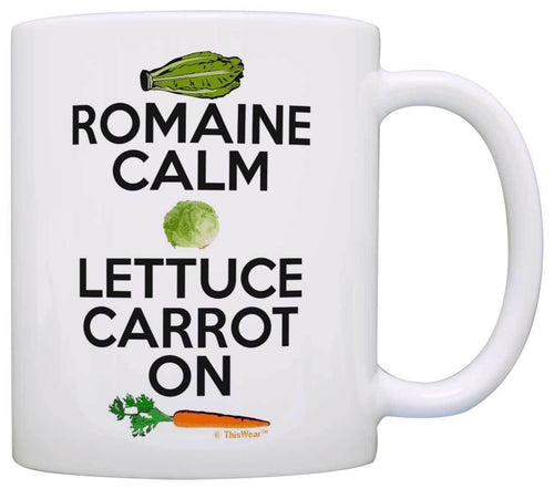 Cooking Gifts Romain Calm Lettuce Carrot On Keep Calm Vegan Coffee Mug Tea Cup