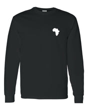 Load image into Gallery viewer, AFRICA LEFT CHEST MEN&#39;S LONG SLEEVE T-SHIRT TEE HIP HOP AFRICAN NEW - BLACK