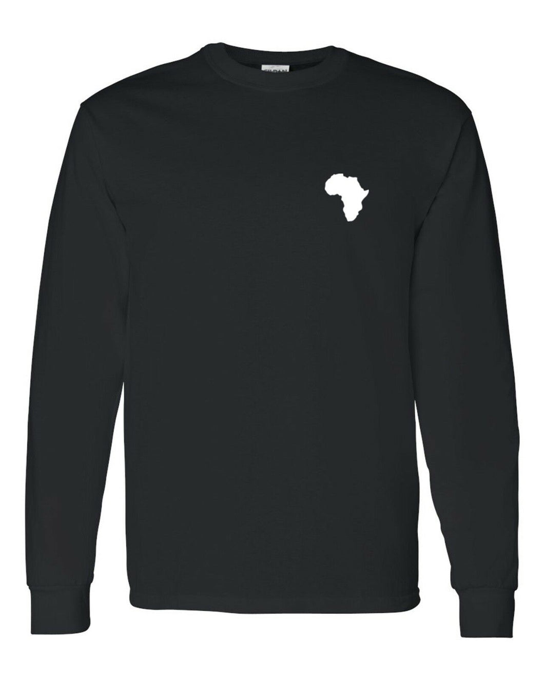 AFRICA LEFT CHEST MEN'S LONG SLEEVE T-SHIRT TEE HIP HOP AFRICAN NEW - BLACK