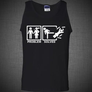 Problem Solved Stick Figure Man couple Marriage Kick Funny adult humor T Shirt