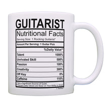 Load image into Gallery viewer, Music Lovers Gifts Guitarist Nutritional Facts Mug Guitar Coffee Mug Tea Cup