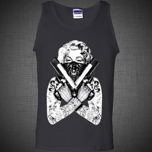 Marilyn Monroe Guns Bandana Hipster Bikers Tattoo Harley Davidson T shirt tank