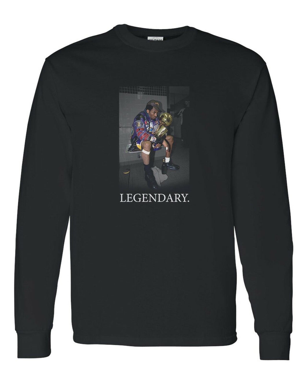 KOBE LEGENDARY CUSTOM MEN'S LONG SLEEVE T-SHIRT TEE LEGEND MAMBA NEW - BLACK