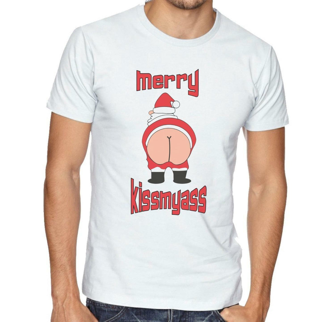 Merry Kissmyass - Christmas T-Shirt Gift - Mens/Womens Funny Tee Xmas Rude