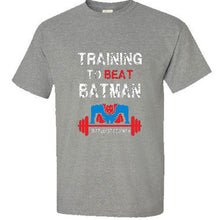 Load image into Gallery viewer, Train Insaiyan Gym T-Shirt Training to Beat Batman or at least Aquaman Goku Tee