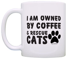 Load image into Gallery viewer, Cat Lover Gift Owned by Coffee and Rescue Cats Animal Rescue Coffee Mug Tea Cup