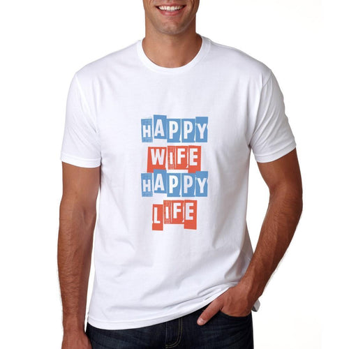 Happy Wife Happy Life T-Shirt - Men's Funny Novelty T-Shirt Gift - Marriage