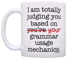 Load image into Gallery viewer, Grammar Mugs I&#39;m Judging You Based On Your Grammar Usage Coffee Mug Tea Cup