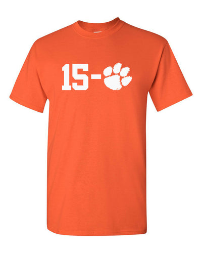 Clemson Tigers 2019 15-0 National Champions Men's T-Shirt Football New - Orange