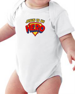 Infant Creeper Bodysuit One Piece T-shirt Jesus Is My Hero k-340