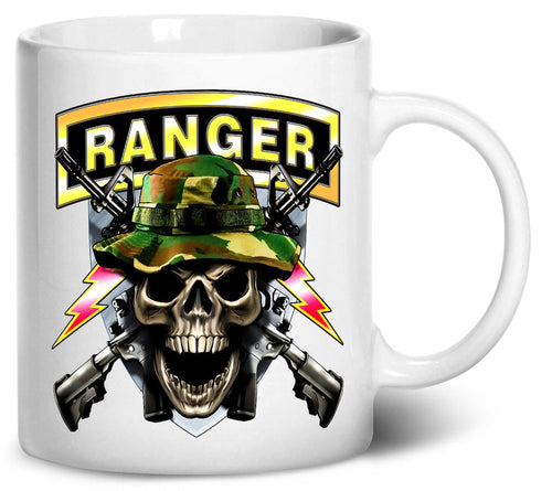 Tenacitee Army Ranger Skull Coffee Mug, 11oz, White