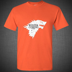 New season Games of Thrones Winter is coming Ned Stark White wolf T Shirt tee