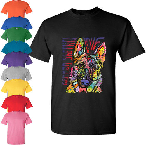 German Shepard T shirt Dog Love rainbow colors Tee S unisex cute funny top