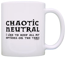 Load image into Gallery viewer, Gamer Gift Chaotic Neutral Funny RPG RTS Card Gaming Coffee Mug Tea Cup