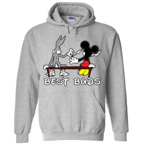 Disney BEST BUDS Weed Hoodie Funny Bugs Bunny Mickey Mouse Blunt smoking