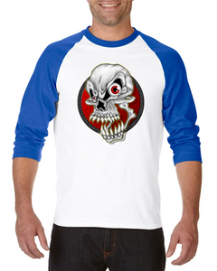 Raglan T-shirt 3/4 Sleeve Attitude Rebel Skull Horror Halloween Evil 6