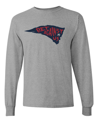 Bet Against Us Patriots Custom Men's Long Sleeve T-Shirt Football - Sport Grey