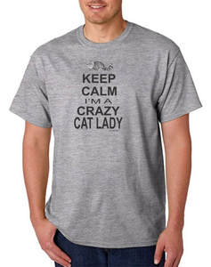 USA Made Bayside T-shirt Keep Calm I Am A Crazy Cat Lady