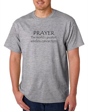 Load image into Gallery viewer, Bayside Made USA T-shirt Prayer World&#39;s Greatest Wireless Connection Christian