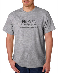 Bayside Made USA T-shirt Prayer World's Greatest Wireless Connection Christian