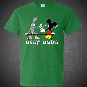 BEST BUDS Weed T-Shirt Tank Top Funny Bugs Bunny Mickey Mouse Blunt smoking