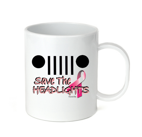 Coffee Cup Mug Travel 11 15 oz Breast Cancer Jeep Grill Save The Headlights