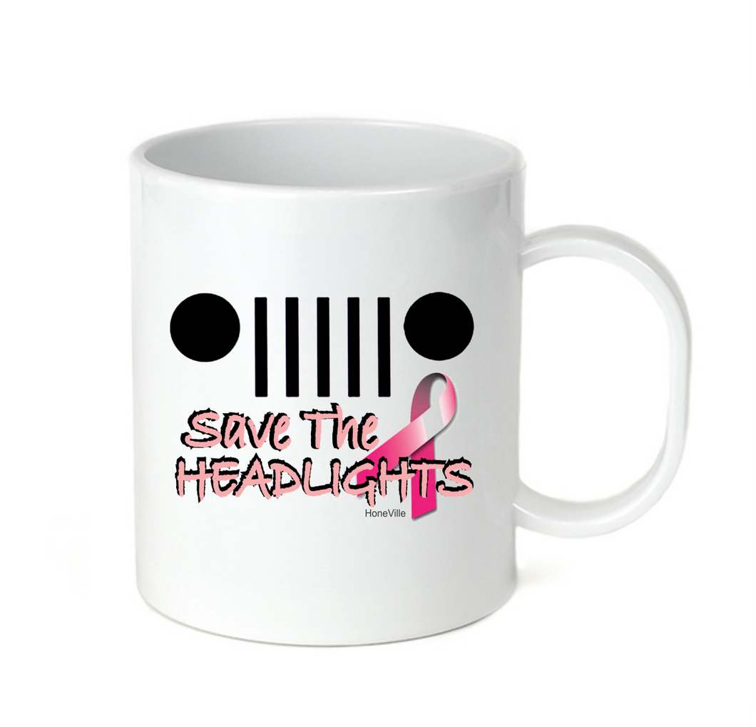 Coffee Cup Mug Travel 11 15 oz Breast Cancer Jeep Grill Save The Headlights